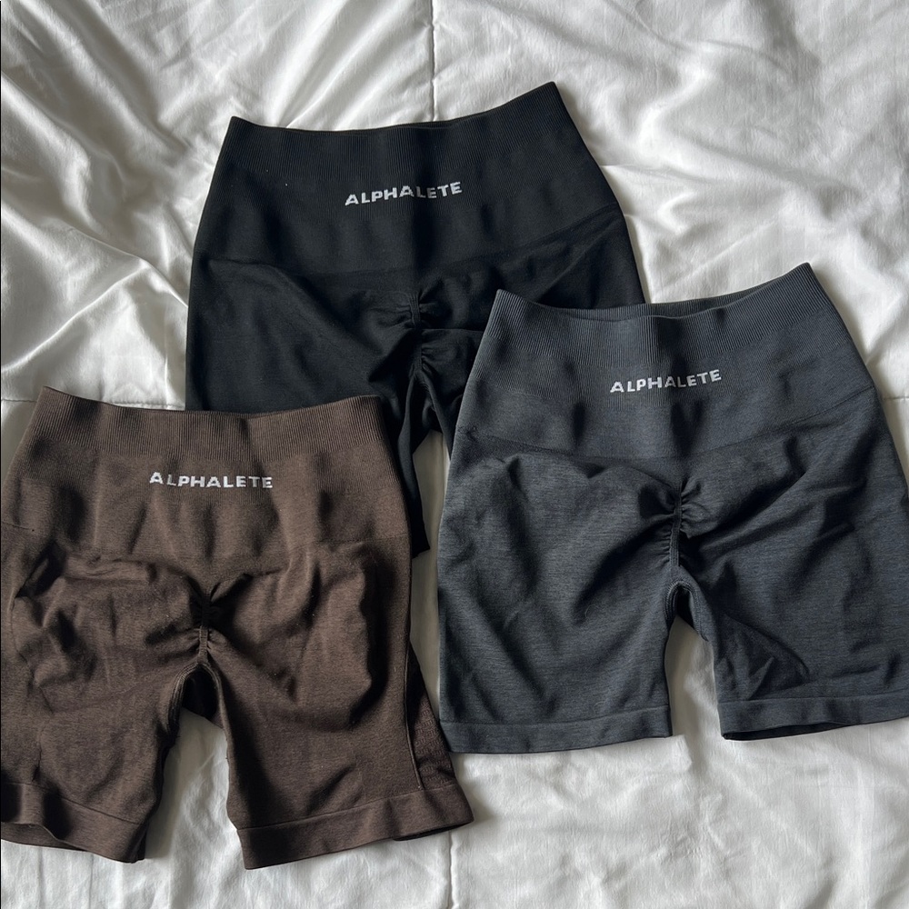Alphalete Women's Amplify Shorts - ALL 3 Black, Gray, and Brown XS